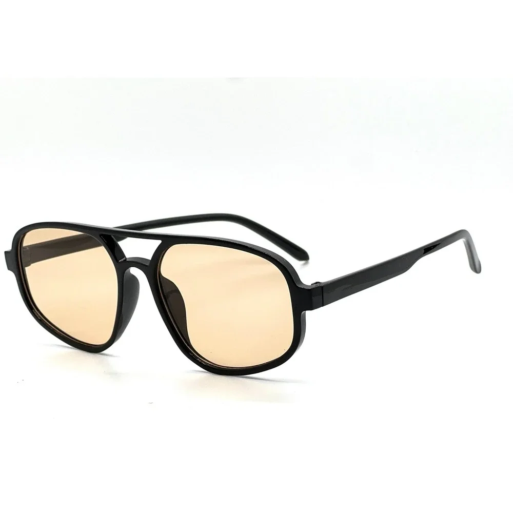Fashion Men's Aviator Sunglasses Black Frame Brown Tinted Lenses Style Gafas New